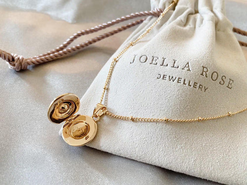 18K Gold & CZ Locket with Chain, Satellite Chain, Cubic Zirconia, Gift for Her